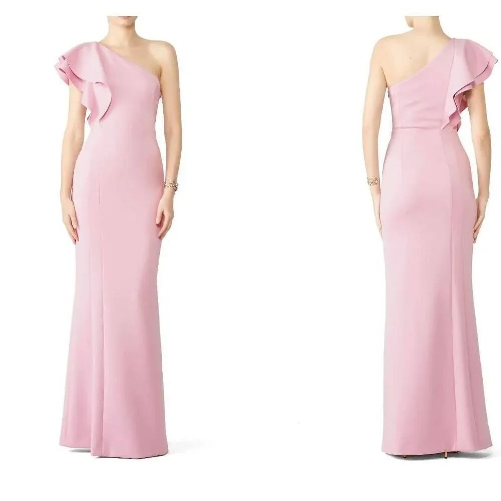 Black Halo Mabel One Shoulder Gown in Light Pink sz 10